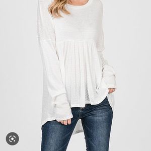 Lovely Melody | PINK Thermal Knit Empire-Waist Hi-Low Top - Women